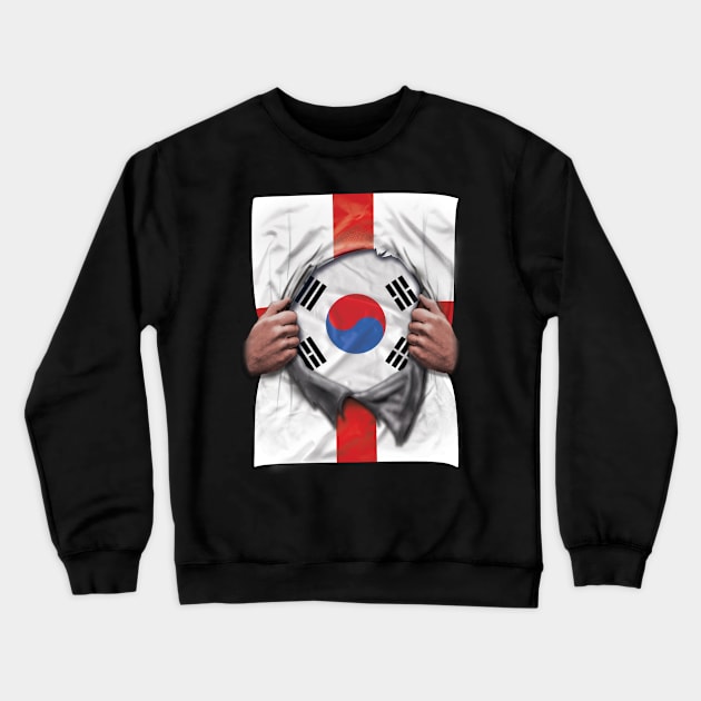 South Korea Flag English Flag Ripped - Gift for South Korean From South Korea Crewneck Sweatshirt by Country Flags